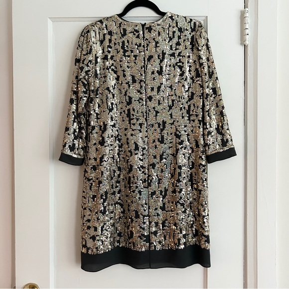 DEREK LAM 10 CROSBY Sequins Long Sleeve Dress in Gold - Picture 8 of 10